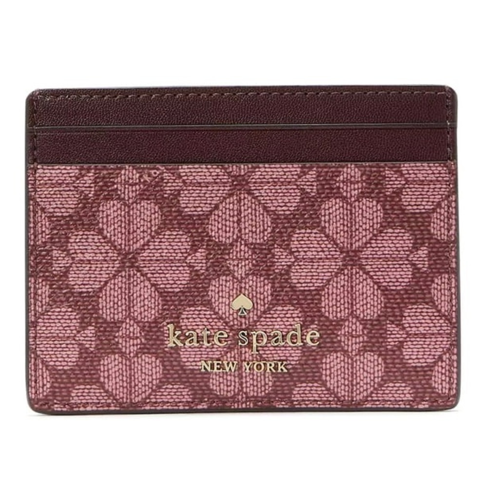 Kate Spade Burgundy and Pink Floral Card Holder